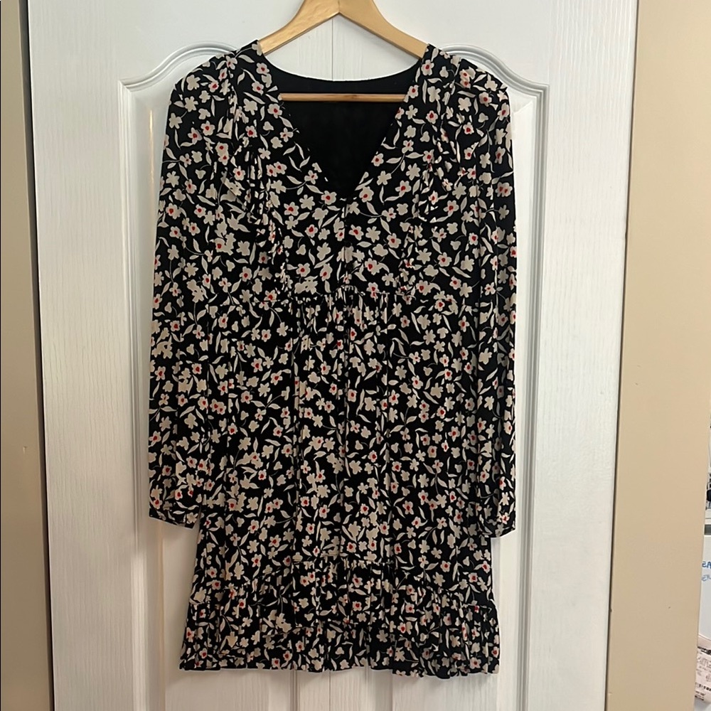 Floral Black Dress with ruffles